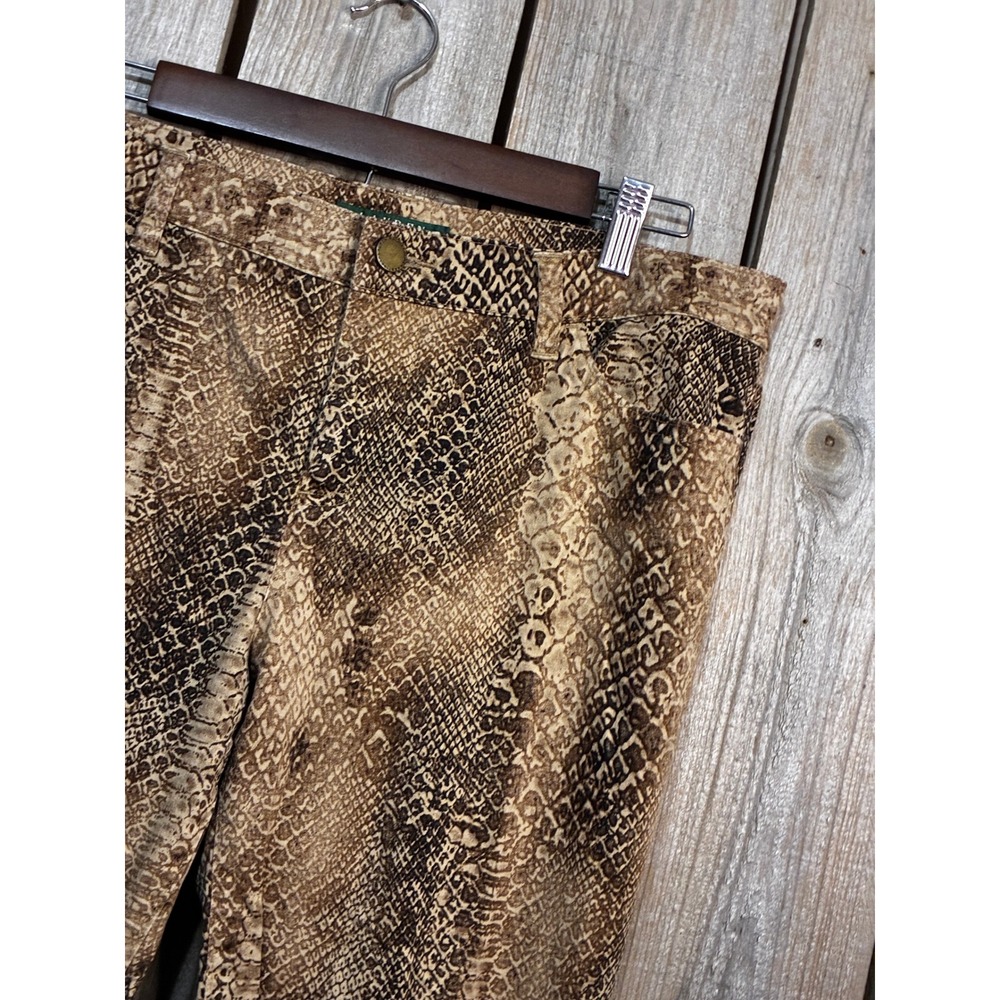 Lauren Ralph Lauren Petite Snakeskin Print Slim Leg Pants Brown Tan 10P